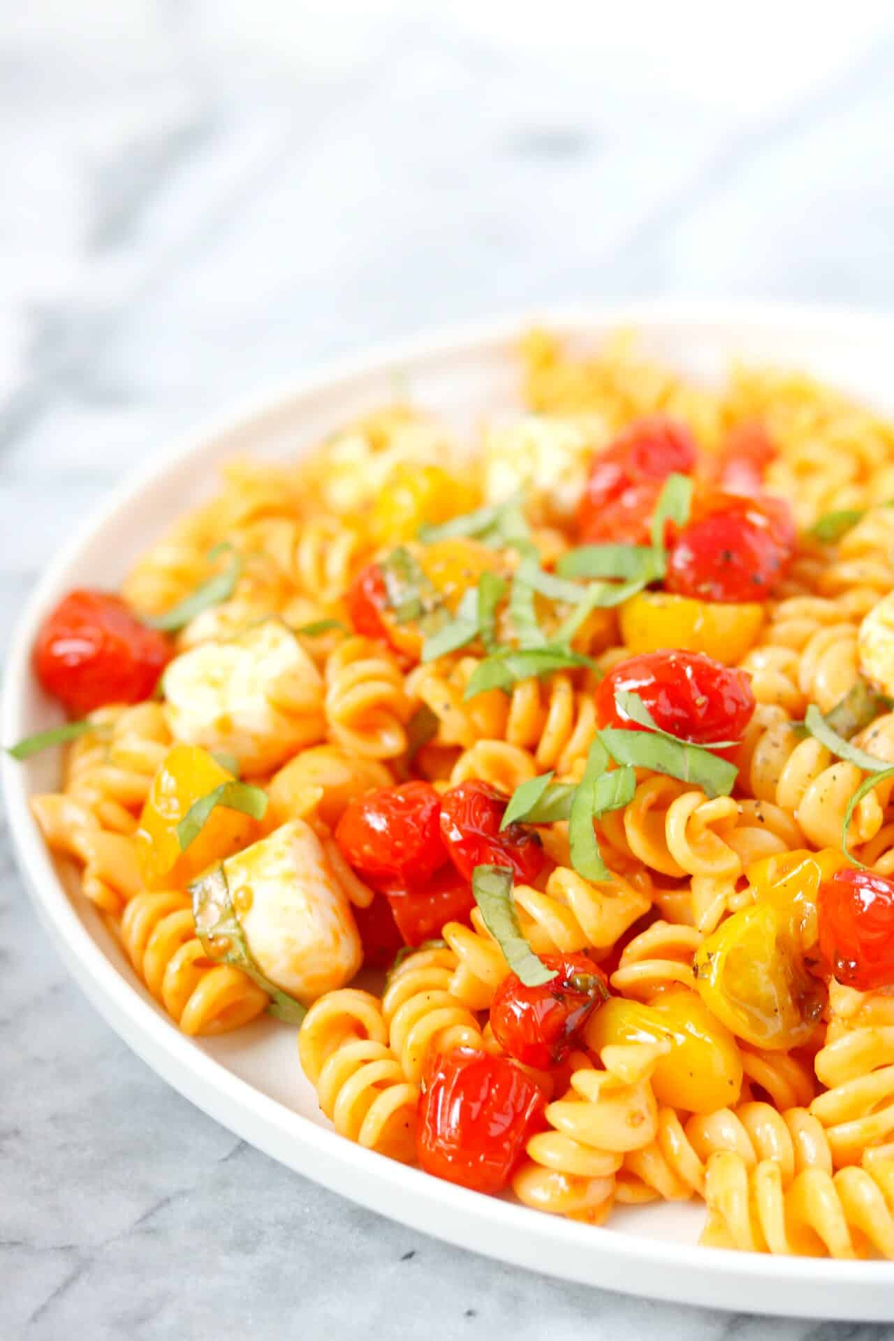Caprese Pasta Salad with Roasted Cherry Tomatoes Clean Eats & Treats