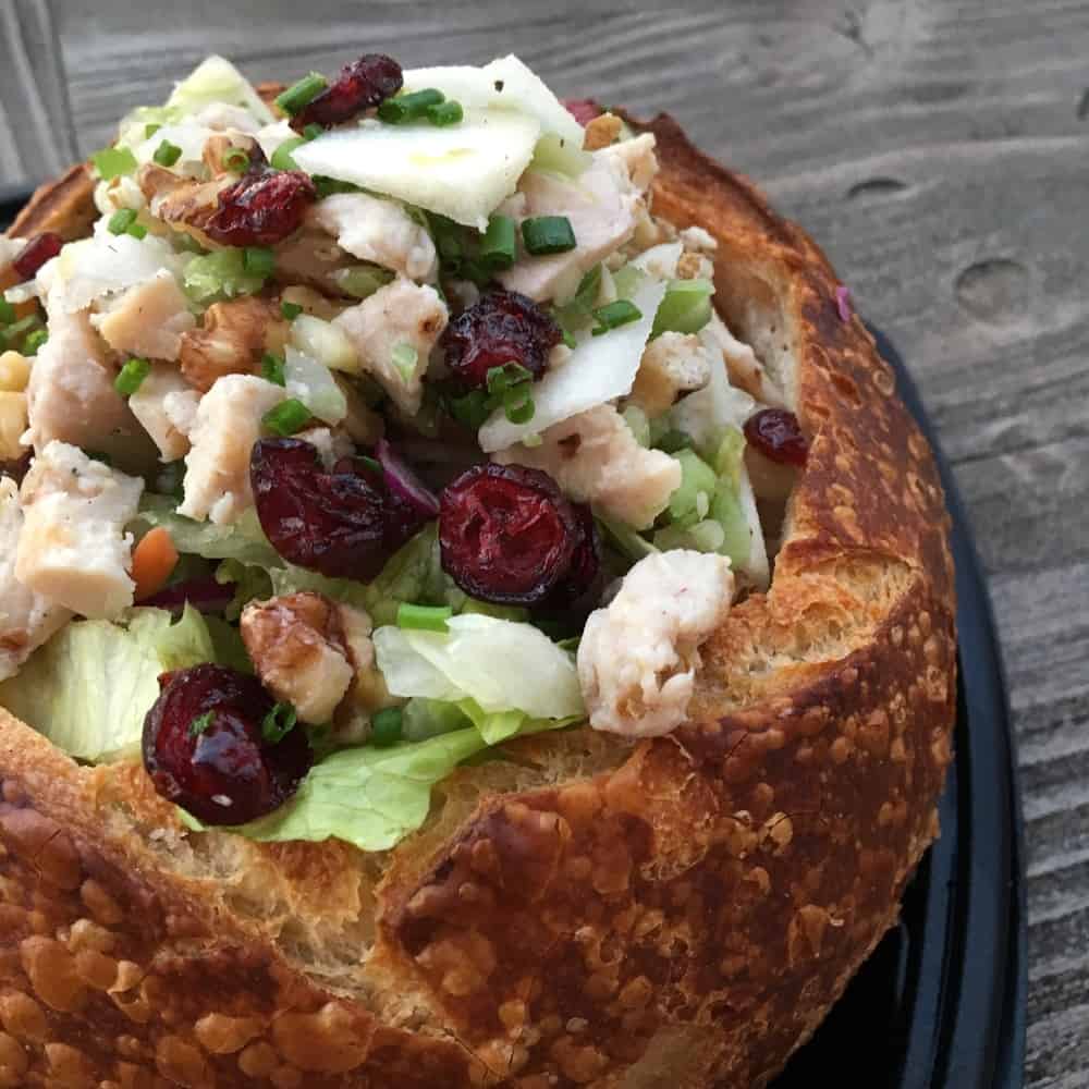 Clean Eats & Healthy Food in Disneyland- chicken salad in a bread bowl 