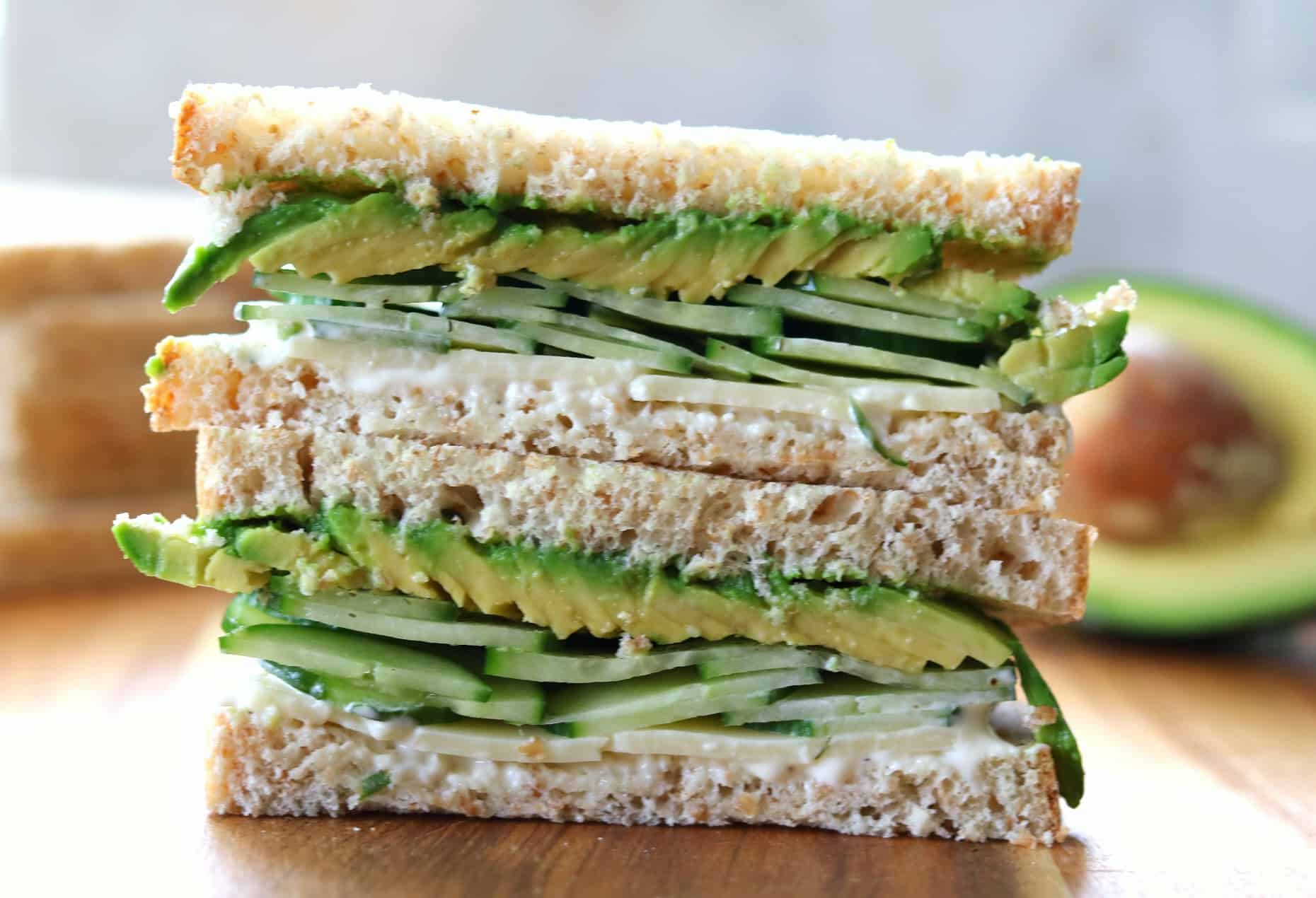 Cucumber Avocado Tea Sandwiches with Dill and Mint 