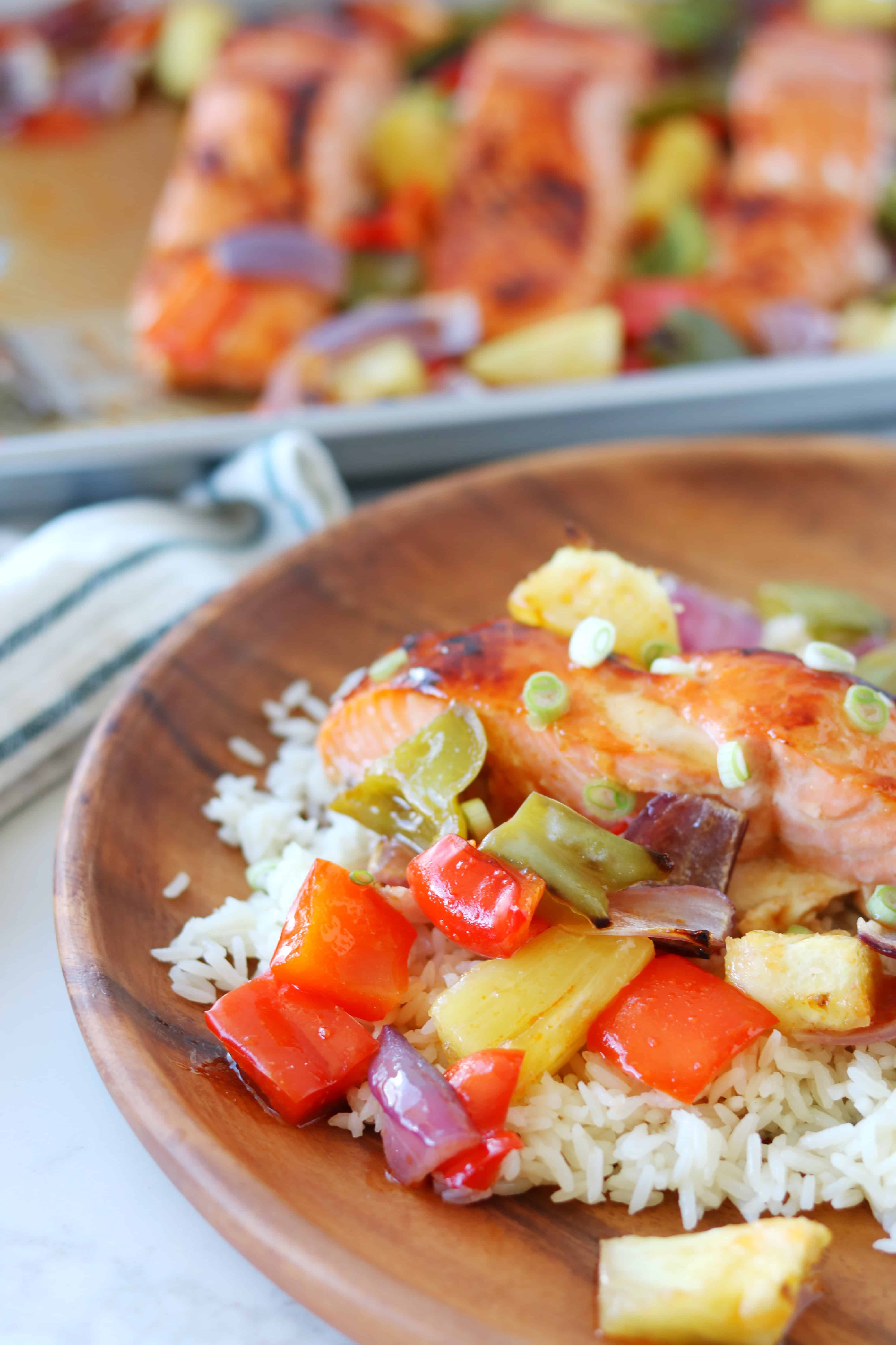 Sheet Pan Salmon with Sweet and Sour Sauce