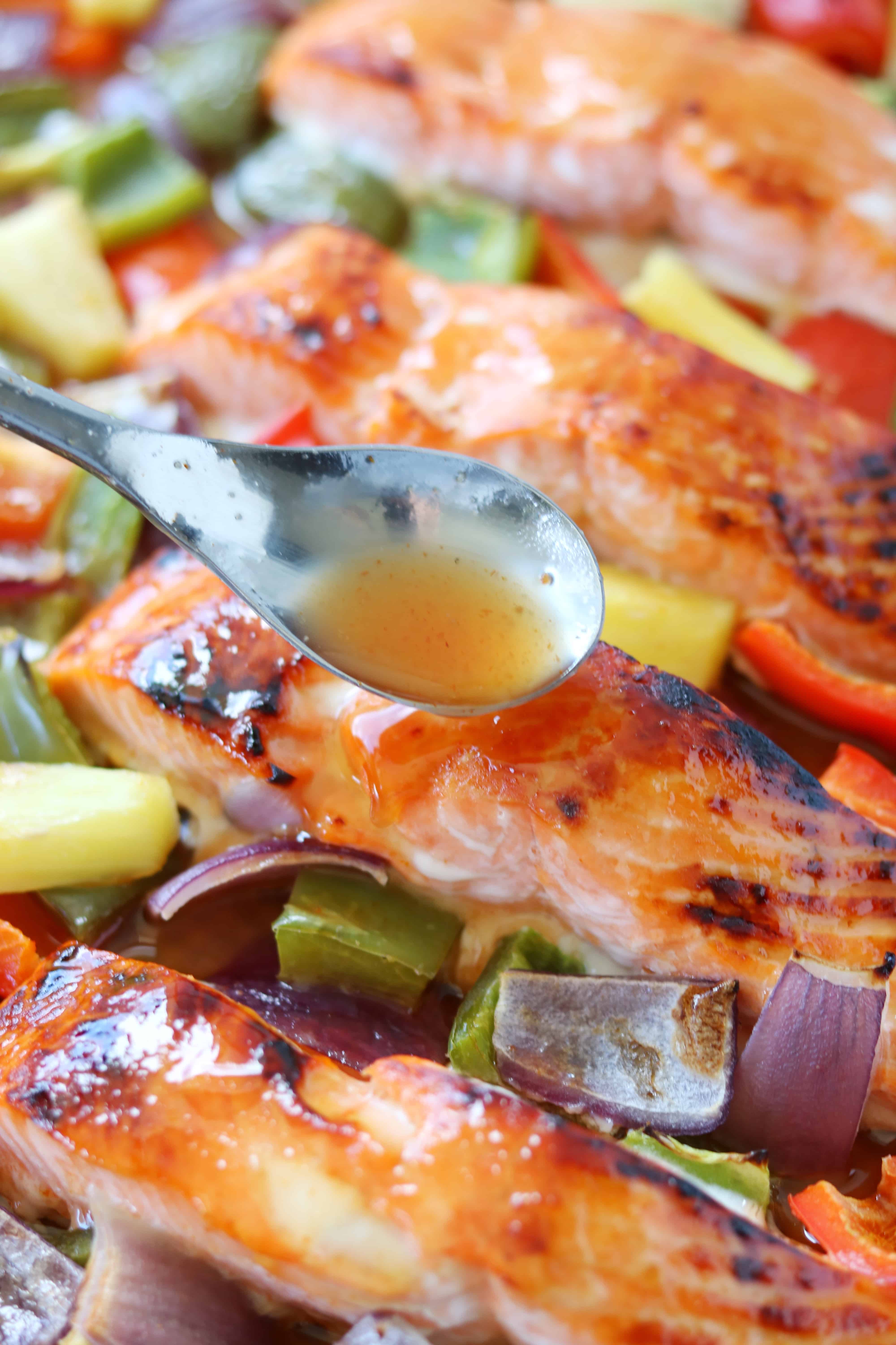 Sheet Pan Salmon with Sweet and Sour Sauce