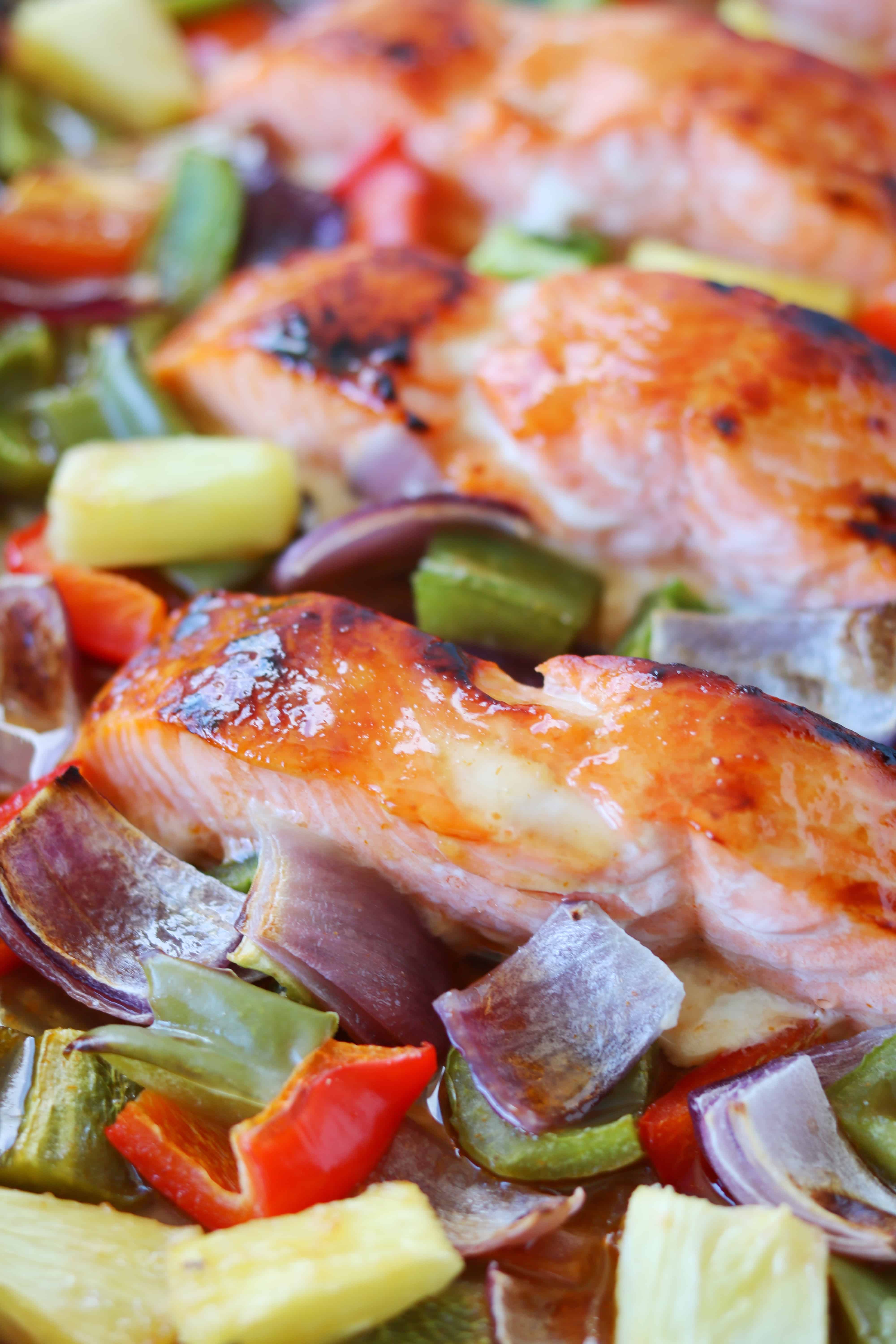 Sheet Pan Salmon with Sweet and Sour Sauce