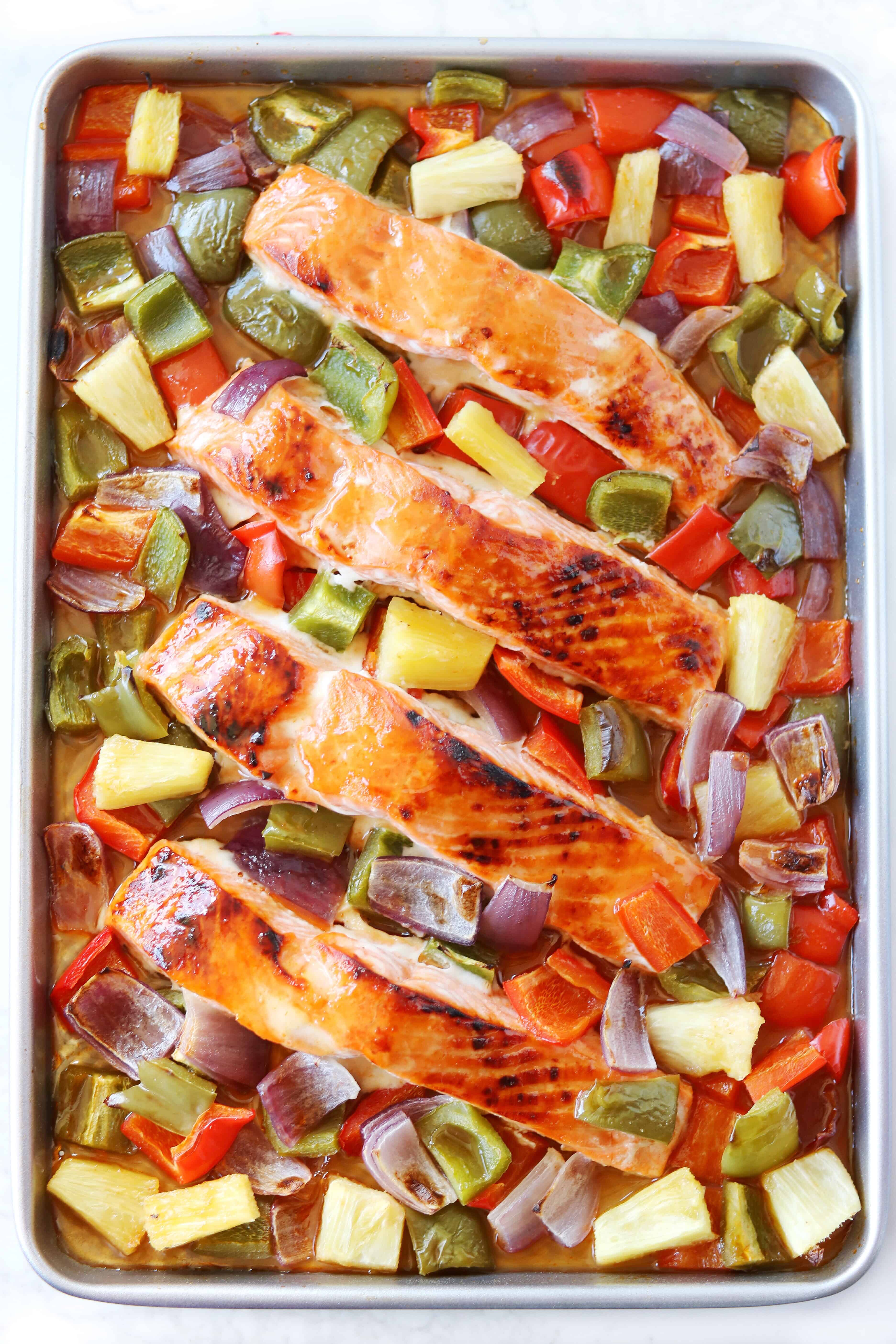 Sheet Pan Salmon with Sweet and Sour Sauce