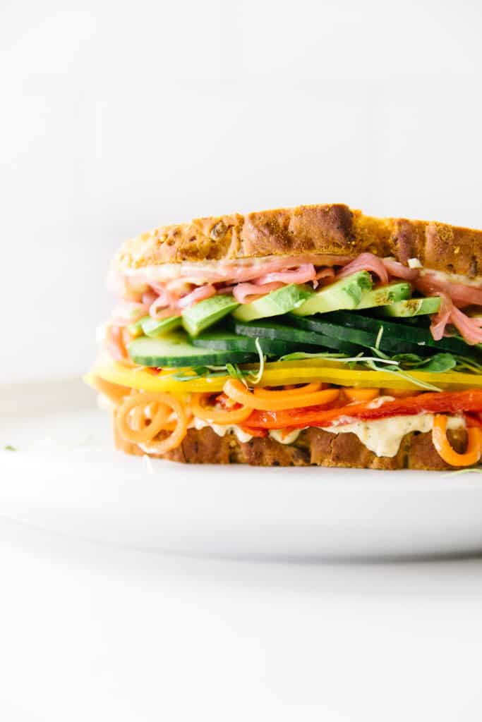 Rainbow Veggie Sandwich Gluten Free stack