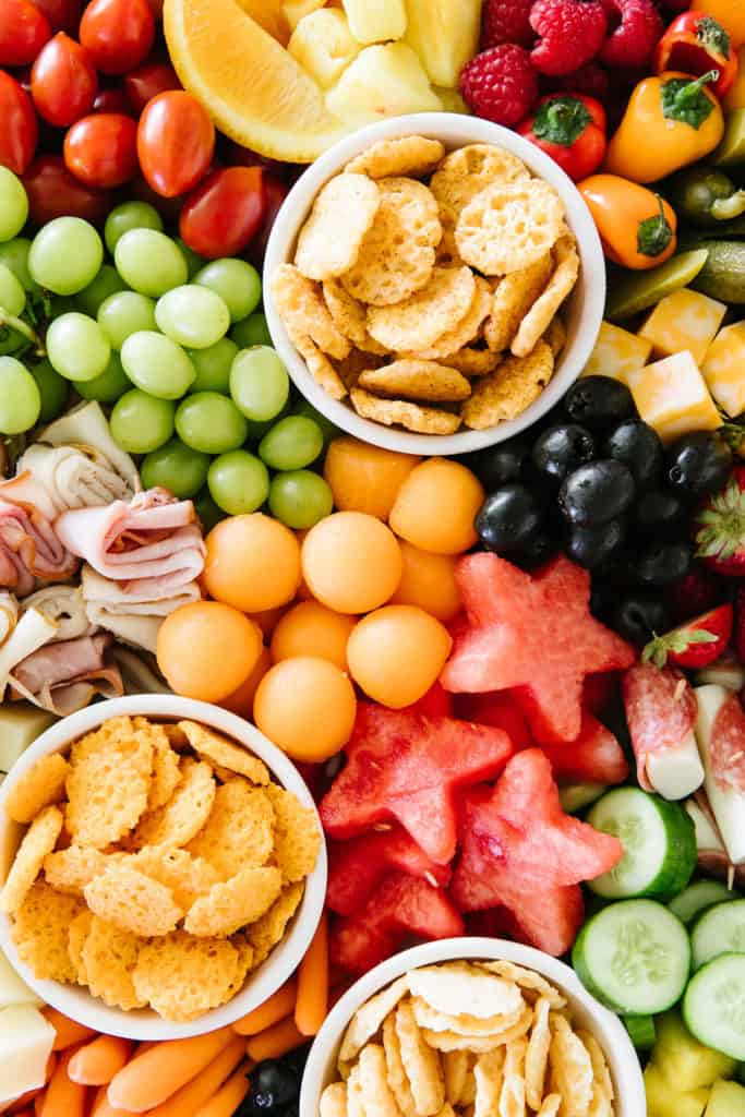 Kid-friendly Summer Snack Platter up close shot