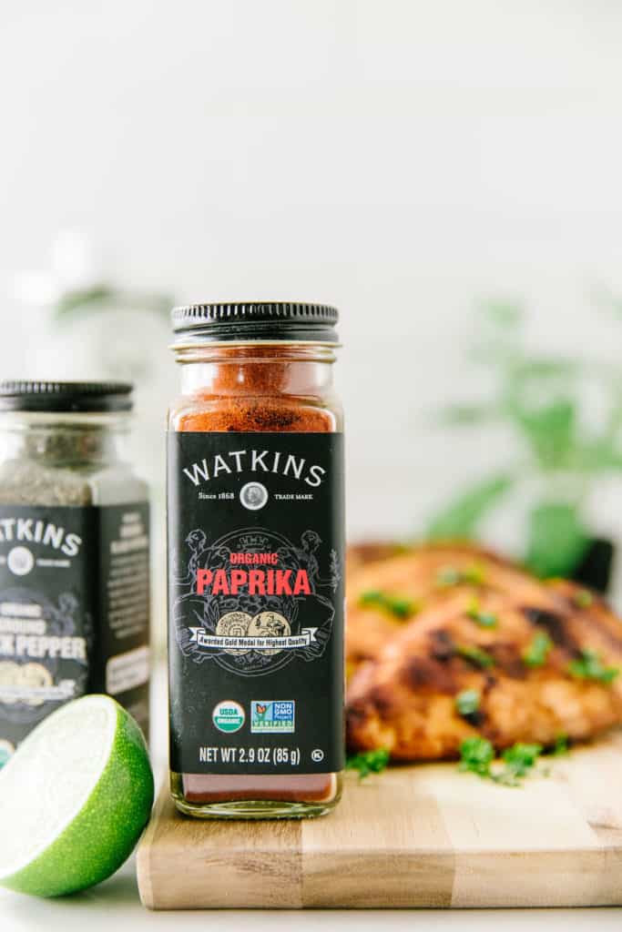 The best grilled chicken Watkins paprika bottle