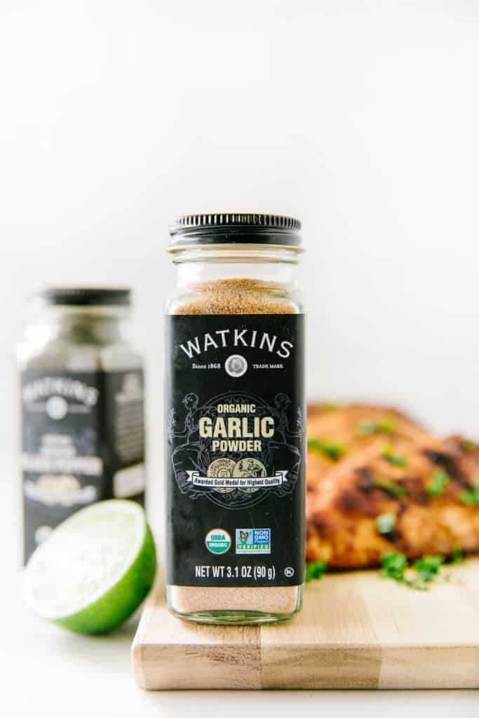 The best grilled chicken Watkins garlic powder bottle
